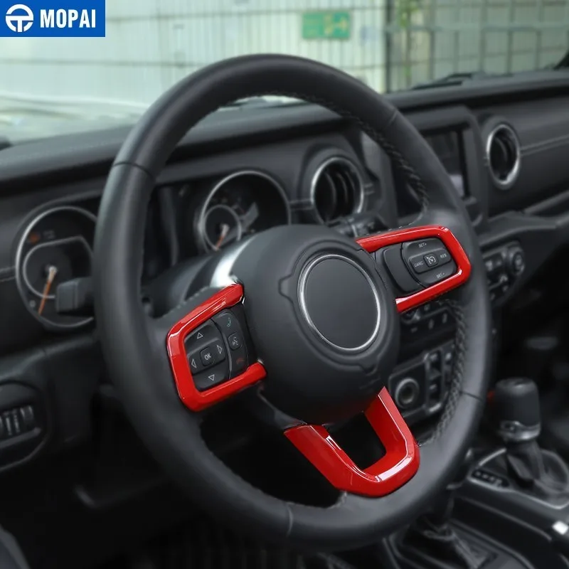Декоративные наклейки на рулевое колесо MOPAI ABS для Jeep Wrangler JL 2018 + аксессуары Gladiator JT