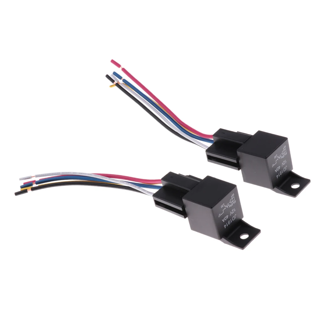 2 комплекта JD1914 12V 40A 40Amp 5-контактный SPST автомобильное реле 5 проводов Жгут |