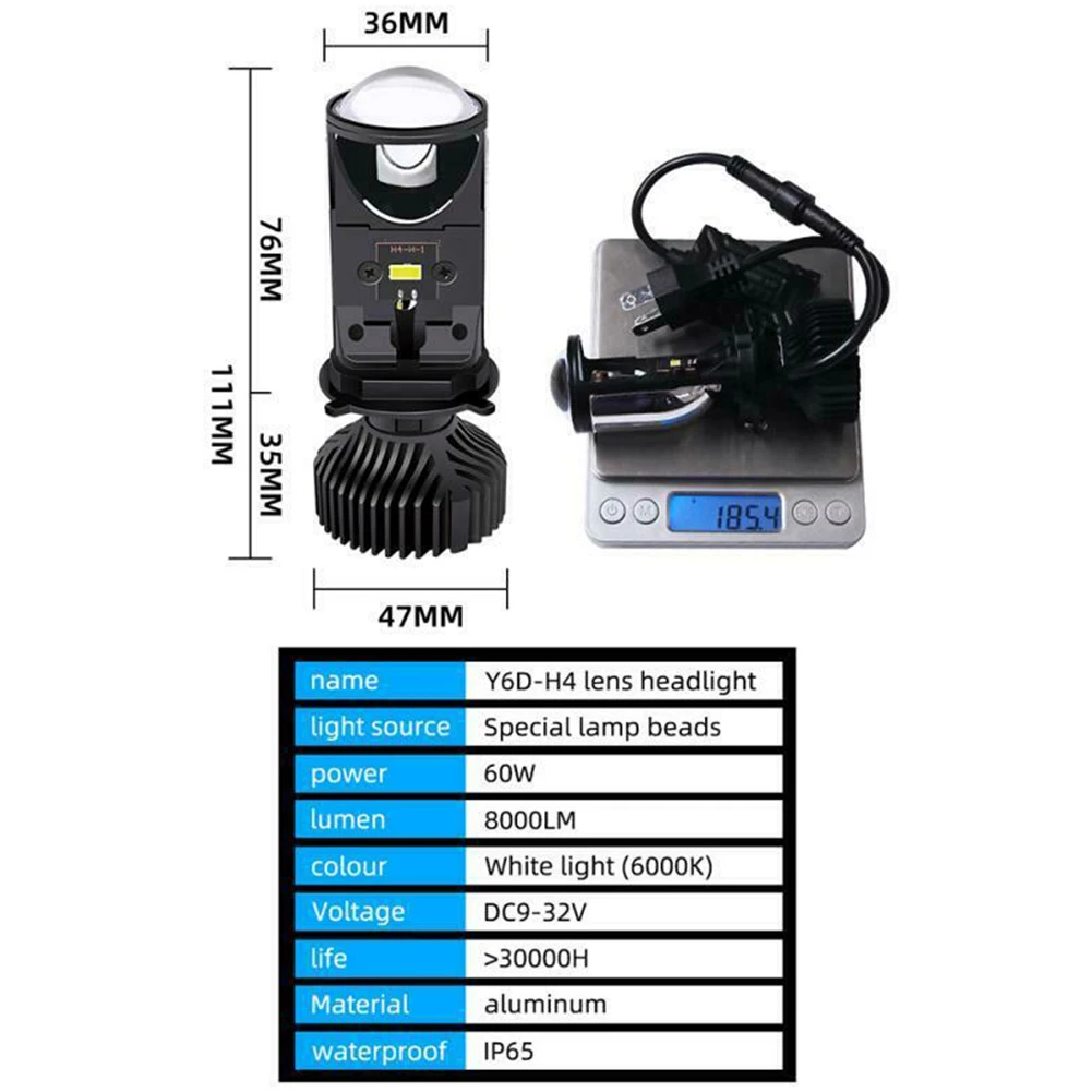 

1 Pair H4 9003 HB2 50W LED Headlight Kit Lamp With Mini Projector Lens 20000LM 12V 6000K White Automobile Hi/Lo Beam Bulb