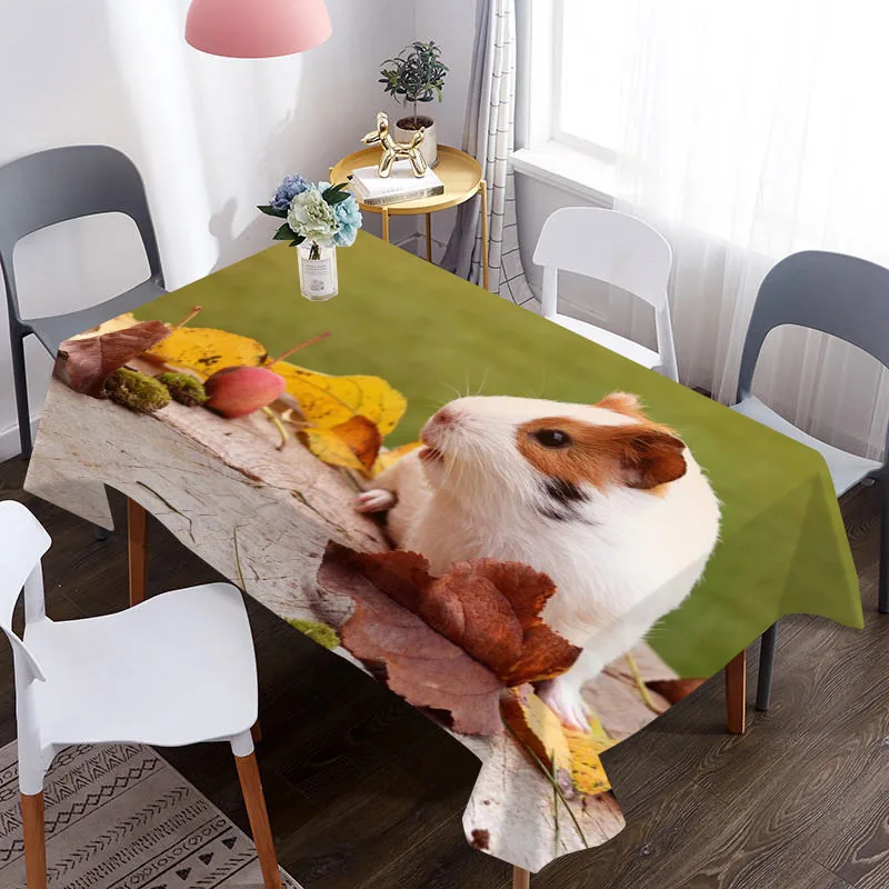 Скатерть из ткани Оксфорд с 3d-рисунком морской свинки водонепроницаемая для