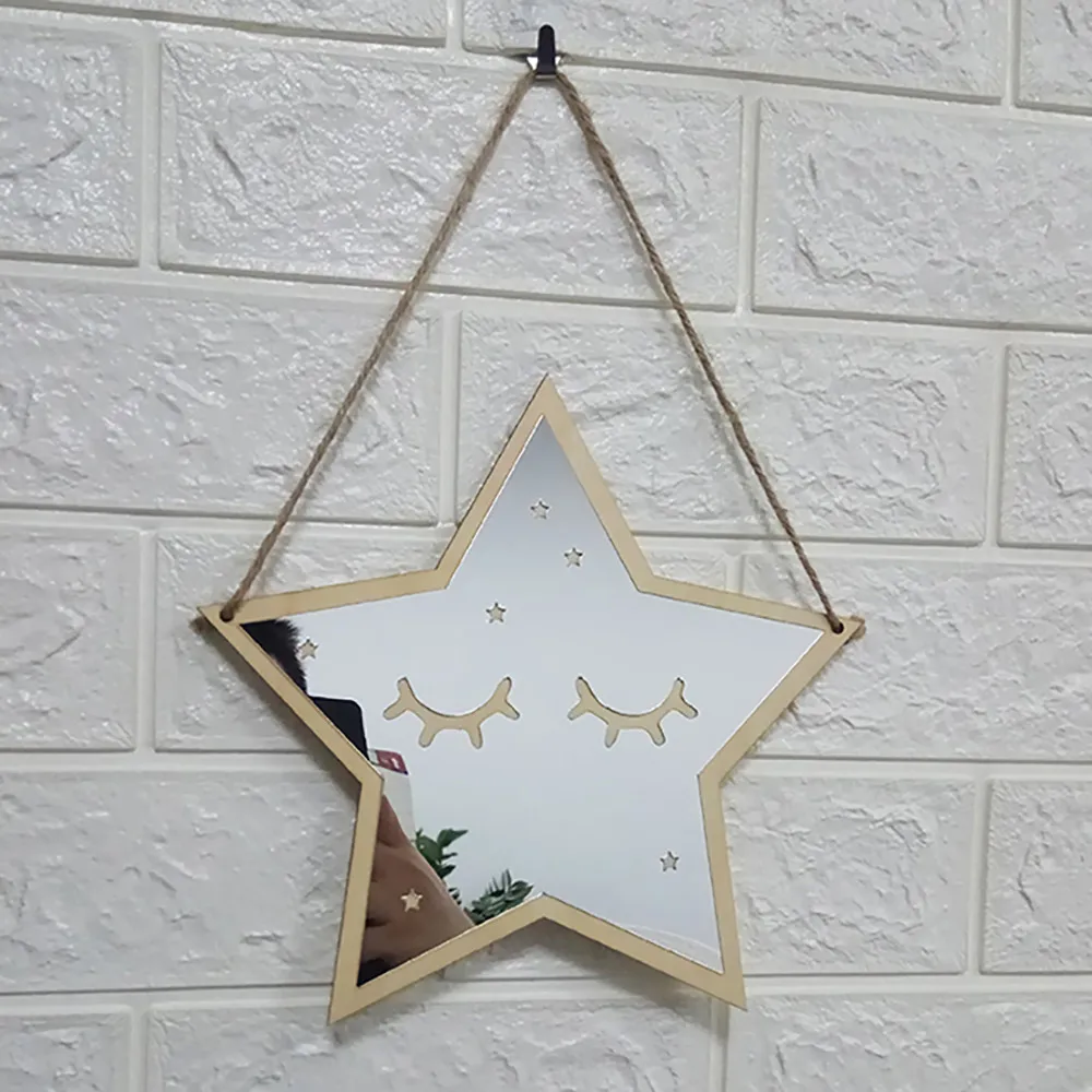mirror sticker Nordic Wood Acrylic Mirror Cartoon Kids Room Wall Decoration d91112 | Дом и сад