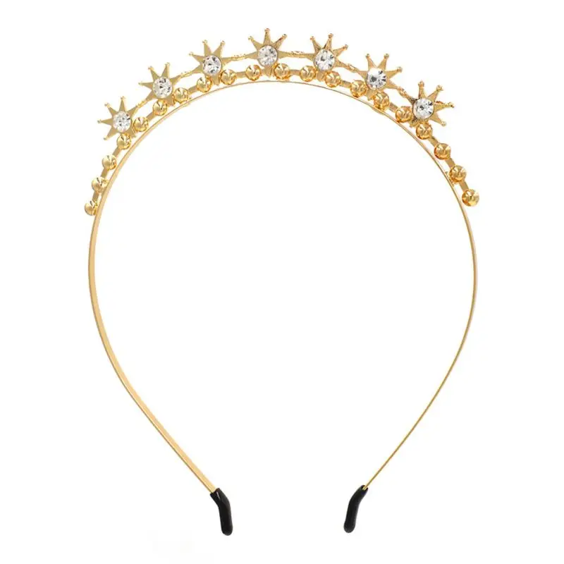 Baroque Forehead Jewelry Metal Headband Faux Pearl Rhinestone Sun Hair Hoop Women Bridal Wedding Styling Tiara Crown Headdress | Красота и