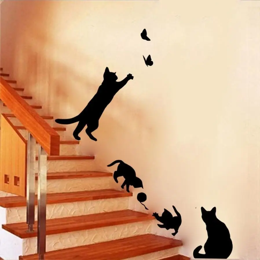 

Super Deal Wall Stickers Cats Butterfly Wall Stickers Art Decals Mural Wallpaper Decor Home