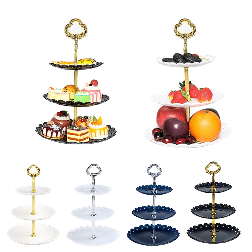 Винтаж металлические 3 уровня пресс-форм фруктовый торт Еда круглая пластина