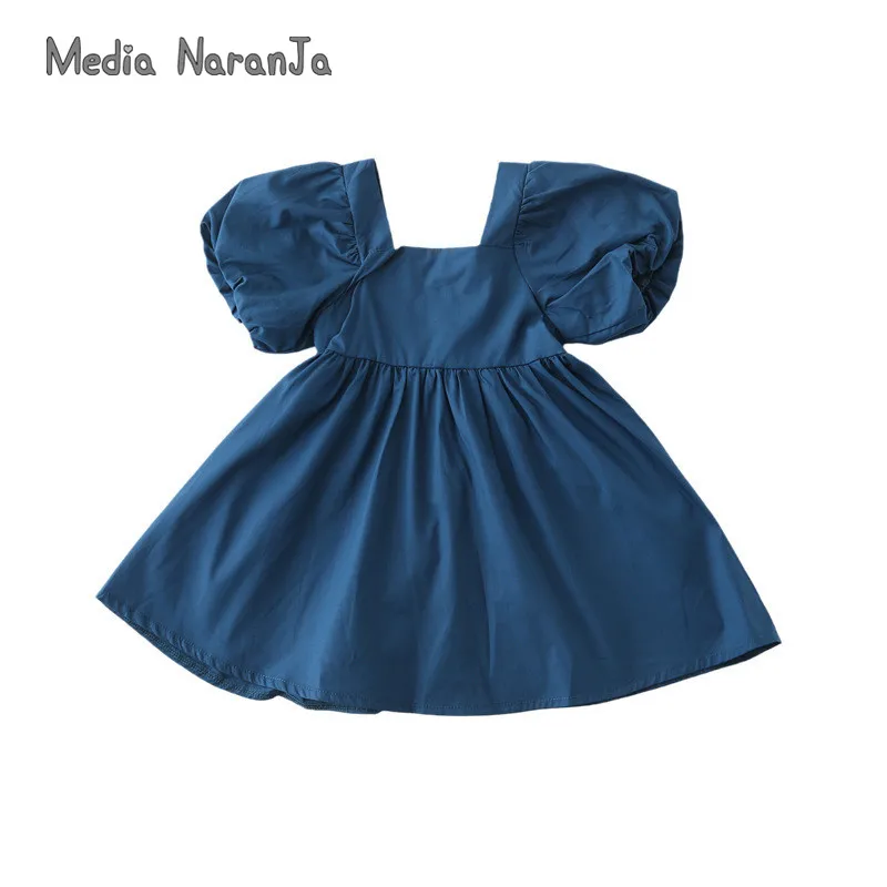 

Summer parent-child clothes 2021 new French style square collar loose puff sleeve dress mother daughter dresses
