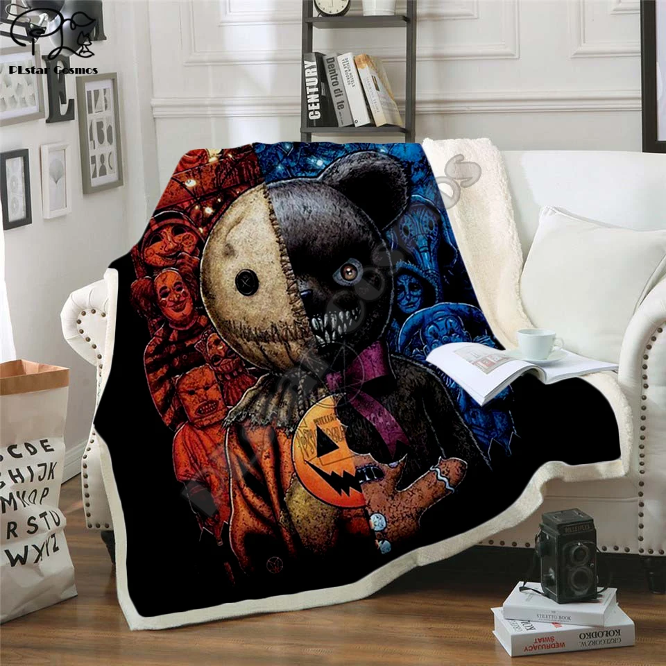 

Плед Plstar Cosmos для Хэллоуина из фильма «ужасы», «Команда криков», «зомби», одеяло с 3D-принтом, шерпа на кровати, домашний текстиль-6