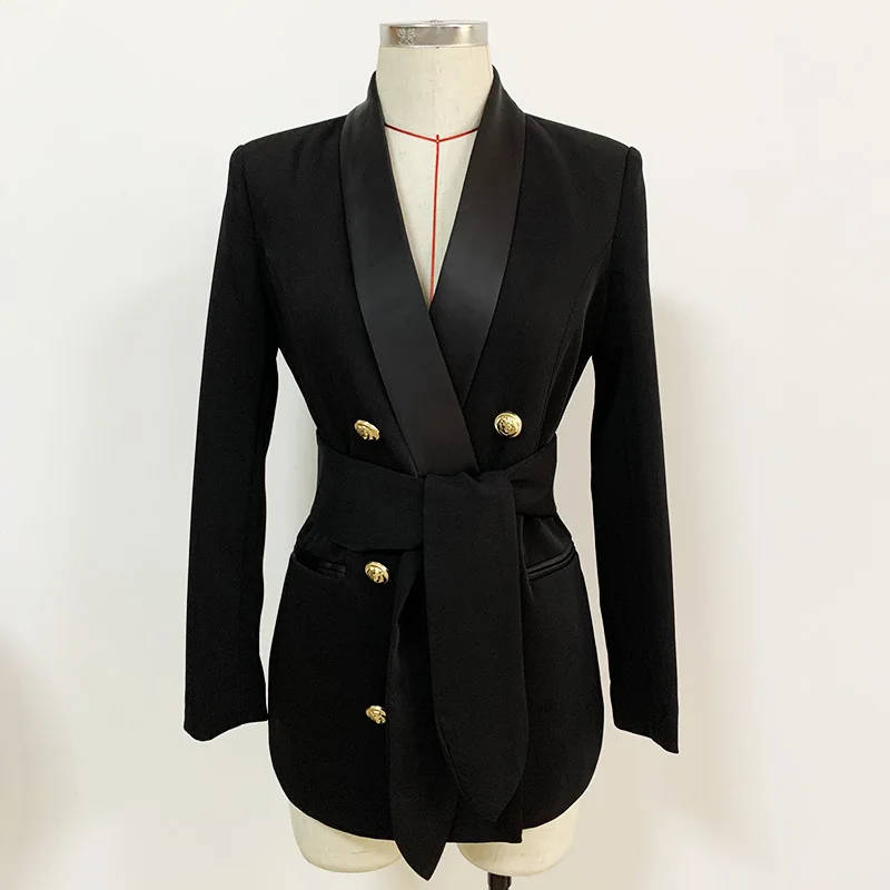 

MSXU Women Elegant Retro Shawl Collar Notched Button Belted Sheath Slim Large Size Work Office Business Suit