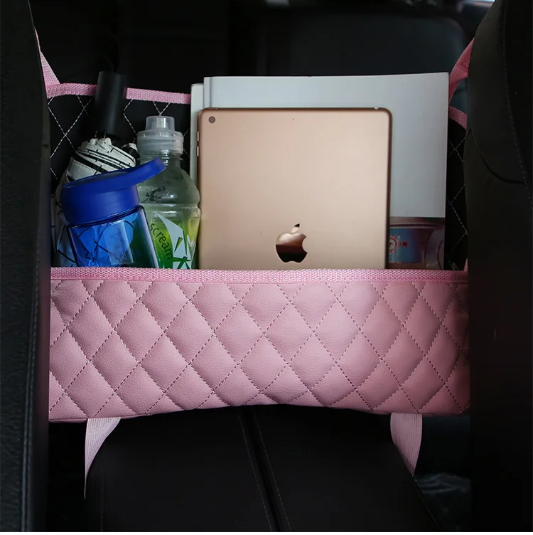 

Car Seat Storage and Handbag Holder, Holding Net Hanging Storage Bag Between Car Seats, Helps as Pets Barrier, Cargo Tissue Purs