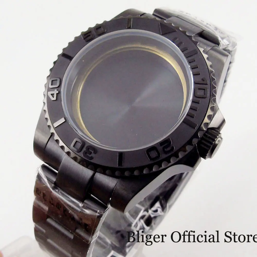 PVD Plated Fit NH35/NH36 ETA 2836 MIYOTA 40mm Watch Case Oyster Bracelet Sapphire Glass Rotating Bezel