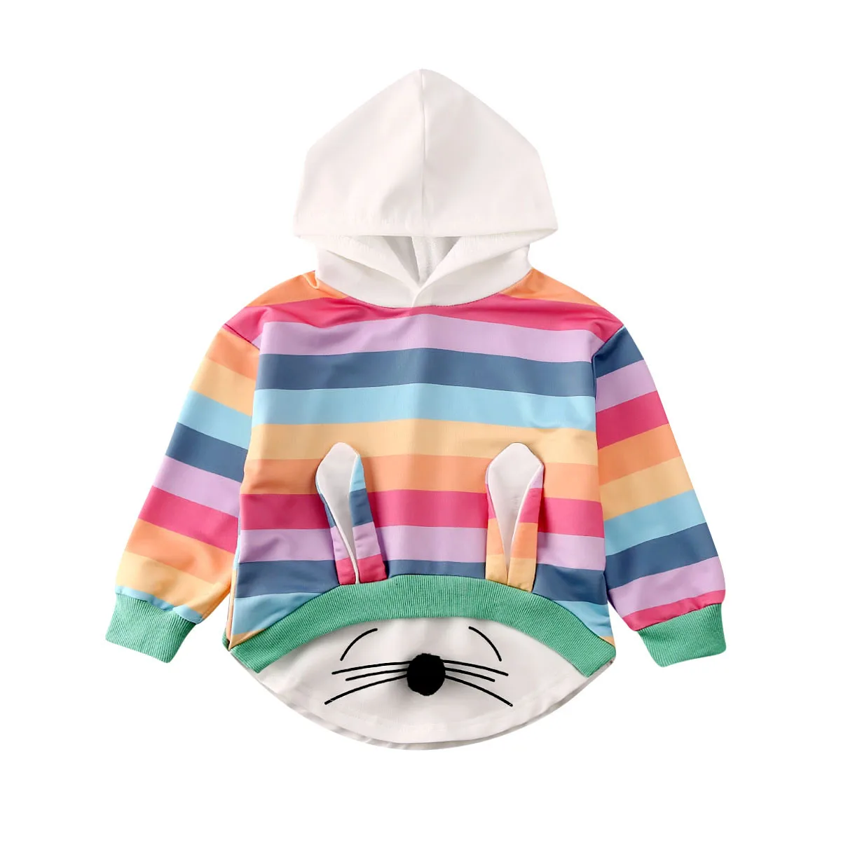 Детская зимняя куртка с капюшоном в радужную полоску|Толстовки и кофты для