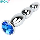 IKOKY Большие размеры секс-игрушки для женщин и мужчин длинная Анальная пробка из нержавеющей стали Анальная пробка Металлические анальные шарики массаж простаты