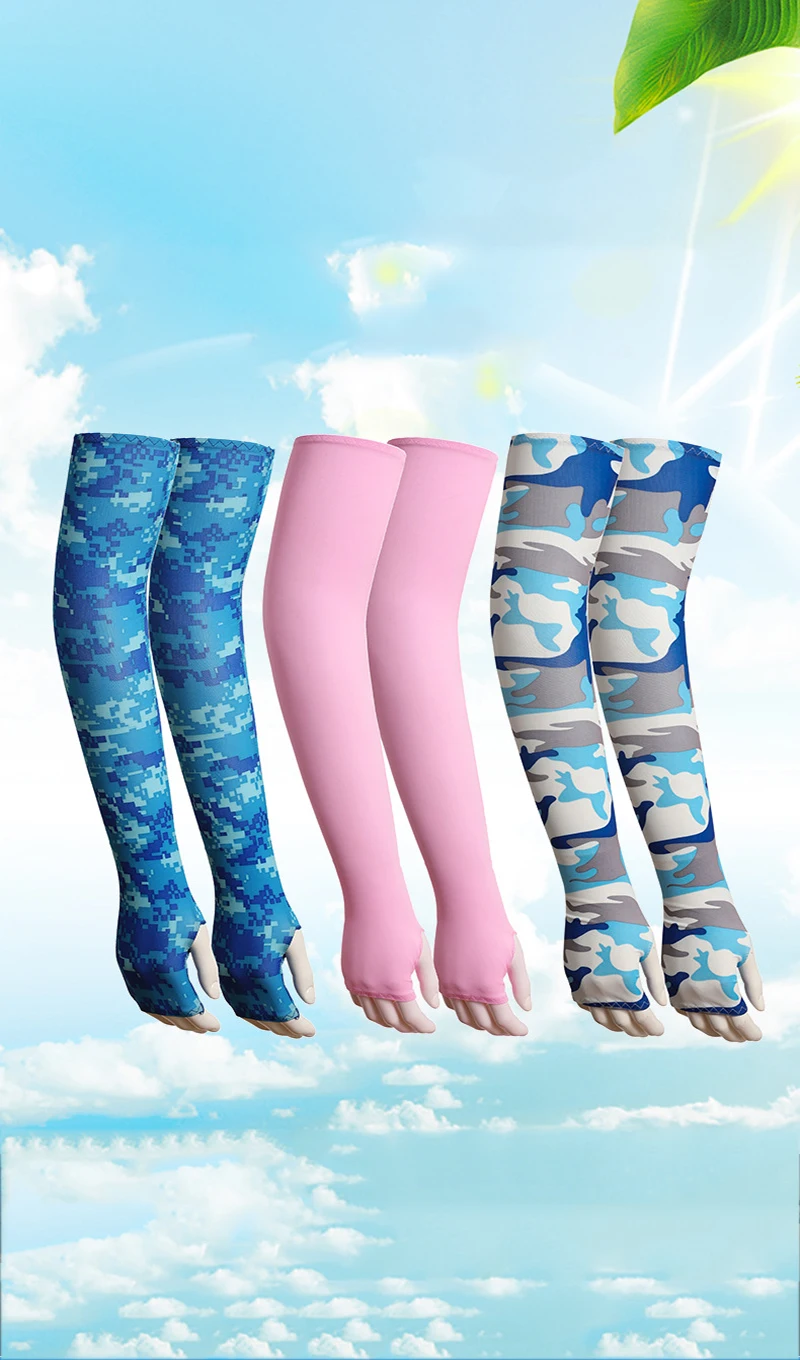 

A Pair of 53CM Camouflage Ice Silk Sleeves and Sun Protection Sleeves To Lengthen Outdoor Cycling and Mountaineering Equipment