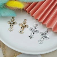 5 pcslot cross metal rhinestone buttons for necklace earrings pendant crystal sewing buttons dress crafts jewelry accessories