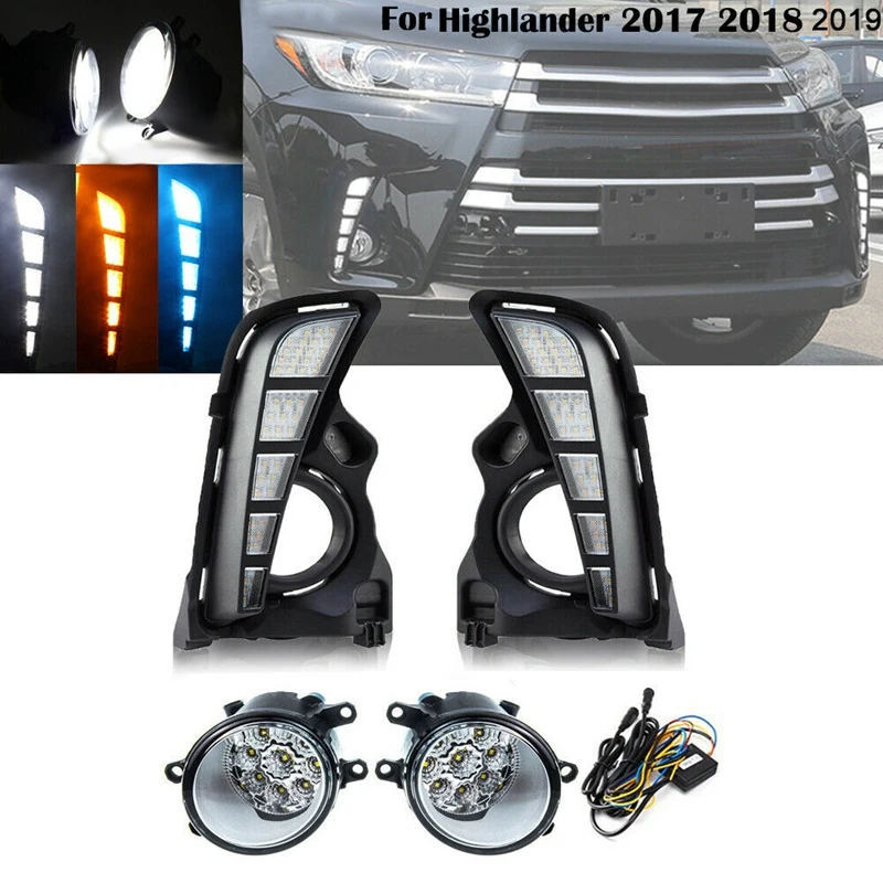 

Дневные ходовые поворосветильник + светодиодный ные противотумансветильник ры + жгут проводов для Toyota Highlander 2017-2019