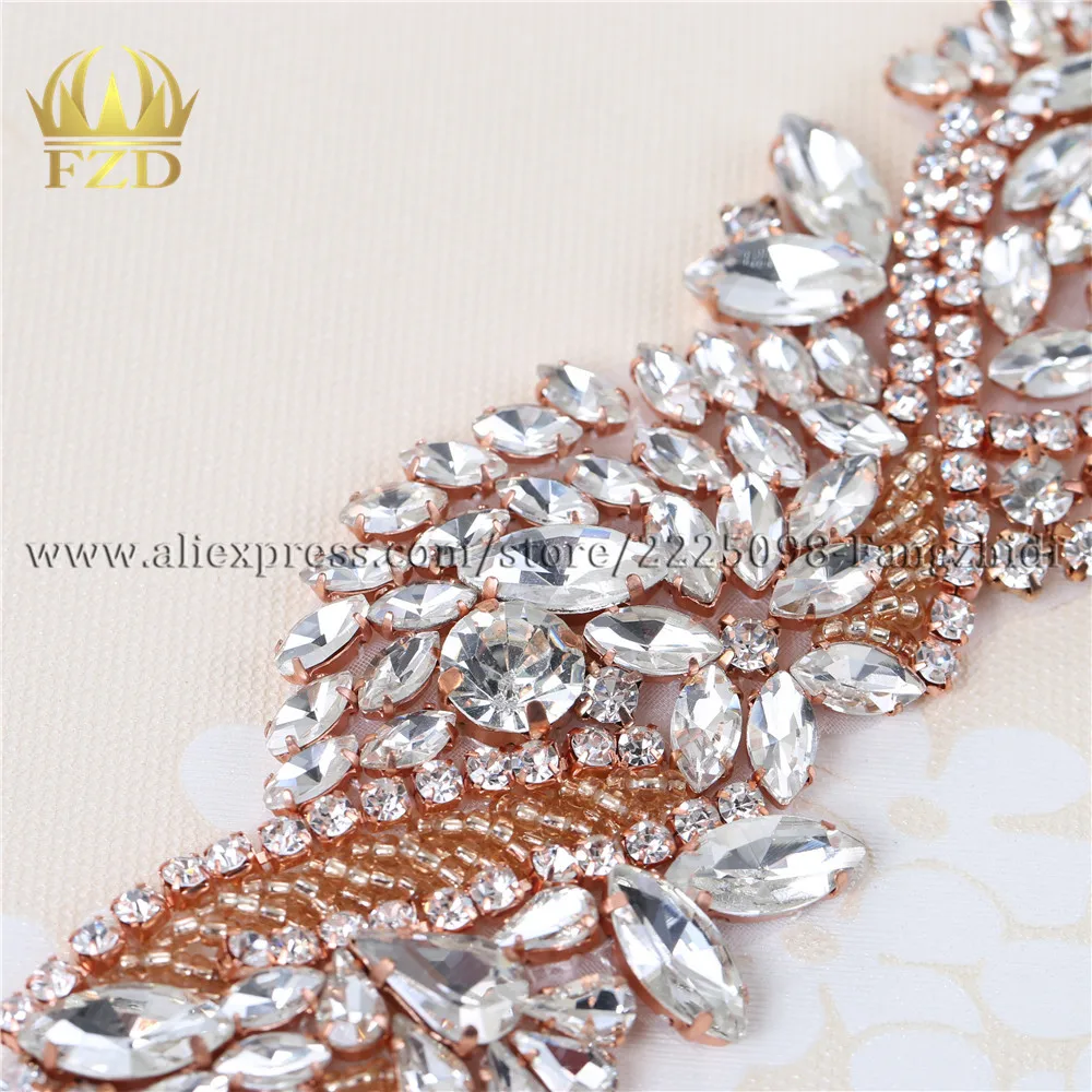 (10 шт.) оптовая продажа пришивная Золотая свадебная аппликация с кристаллами