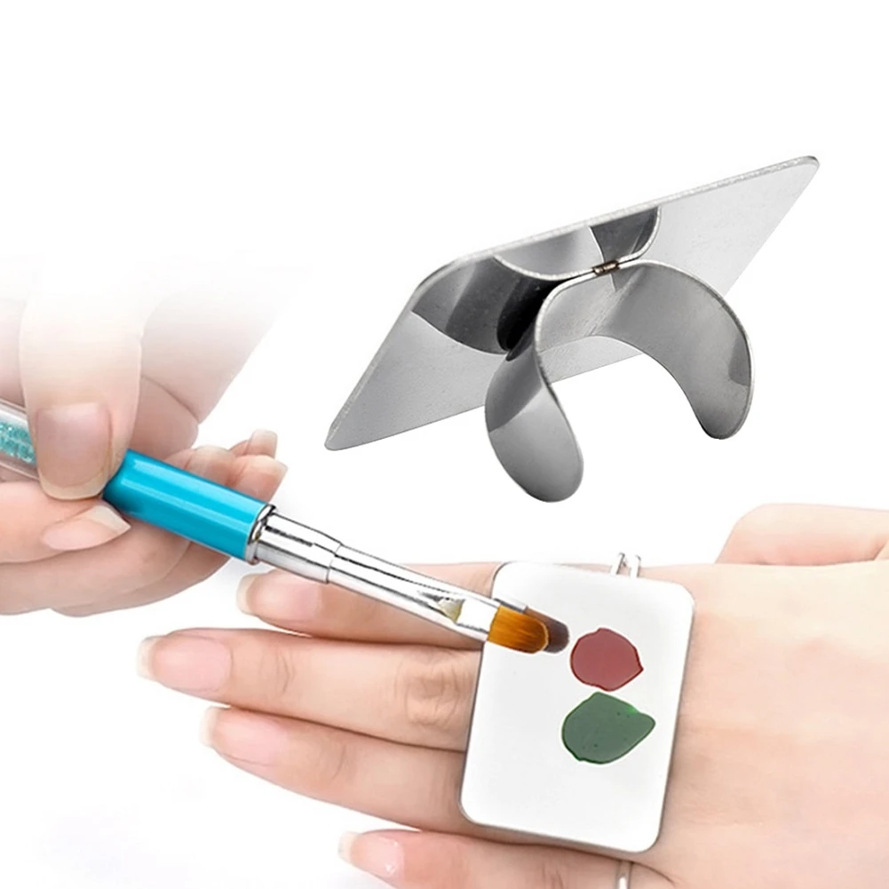 

Professional Mixed Stainless Steel Palette Adjustable Ring Nail Art Foundation Cosmetic Makeup Gel Mixing Paint Manicure Tool