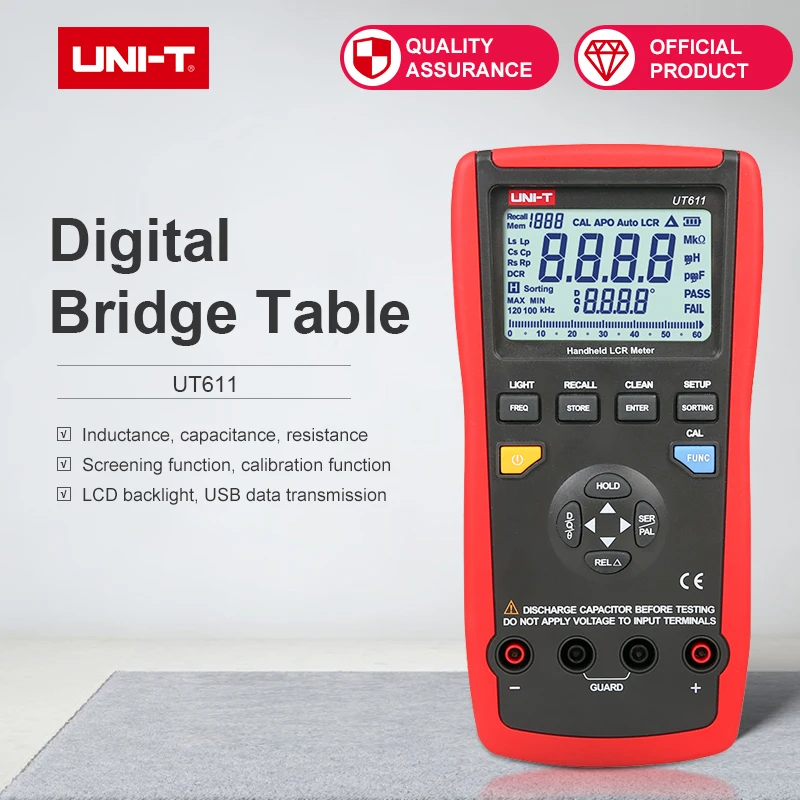 UNI-T UT611/UT612 LCR Цифровой мост Таблица частота/сопротивление/индуктивность/емкостный тестовый стол хранение данных/относительный режим