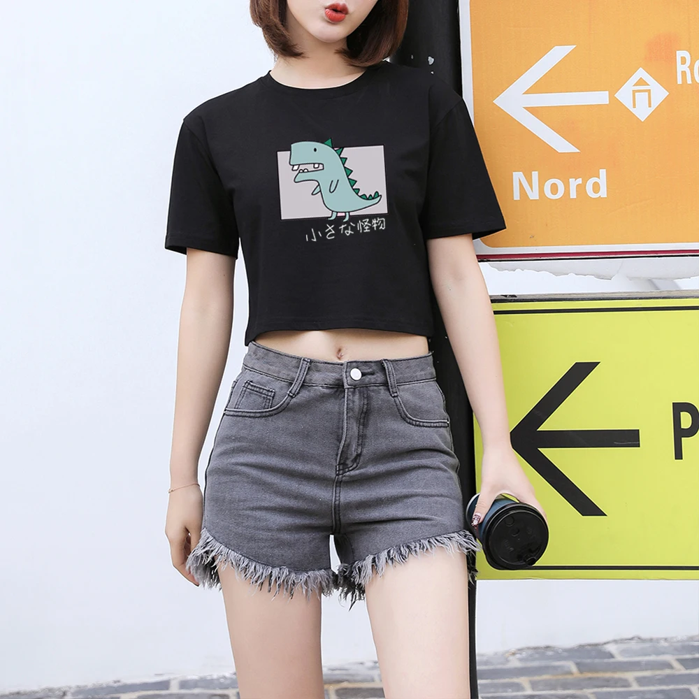 

Женские Графические футболки укороченный Топ свободный детский топ-футболка с коротким рукавом с изображением в стиле 90-х Harajuku футболка же...