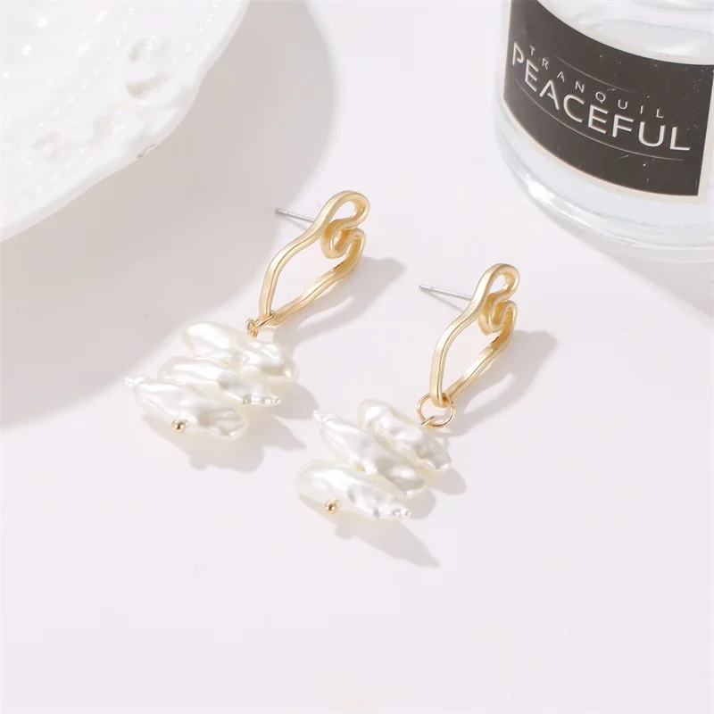 Женские серьги-подвески в богемном стиле с жемчугом Необычные геометрические