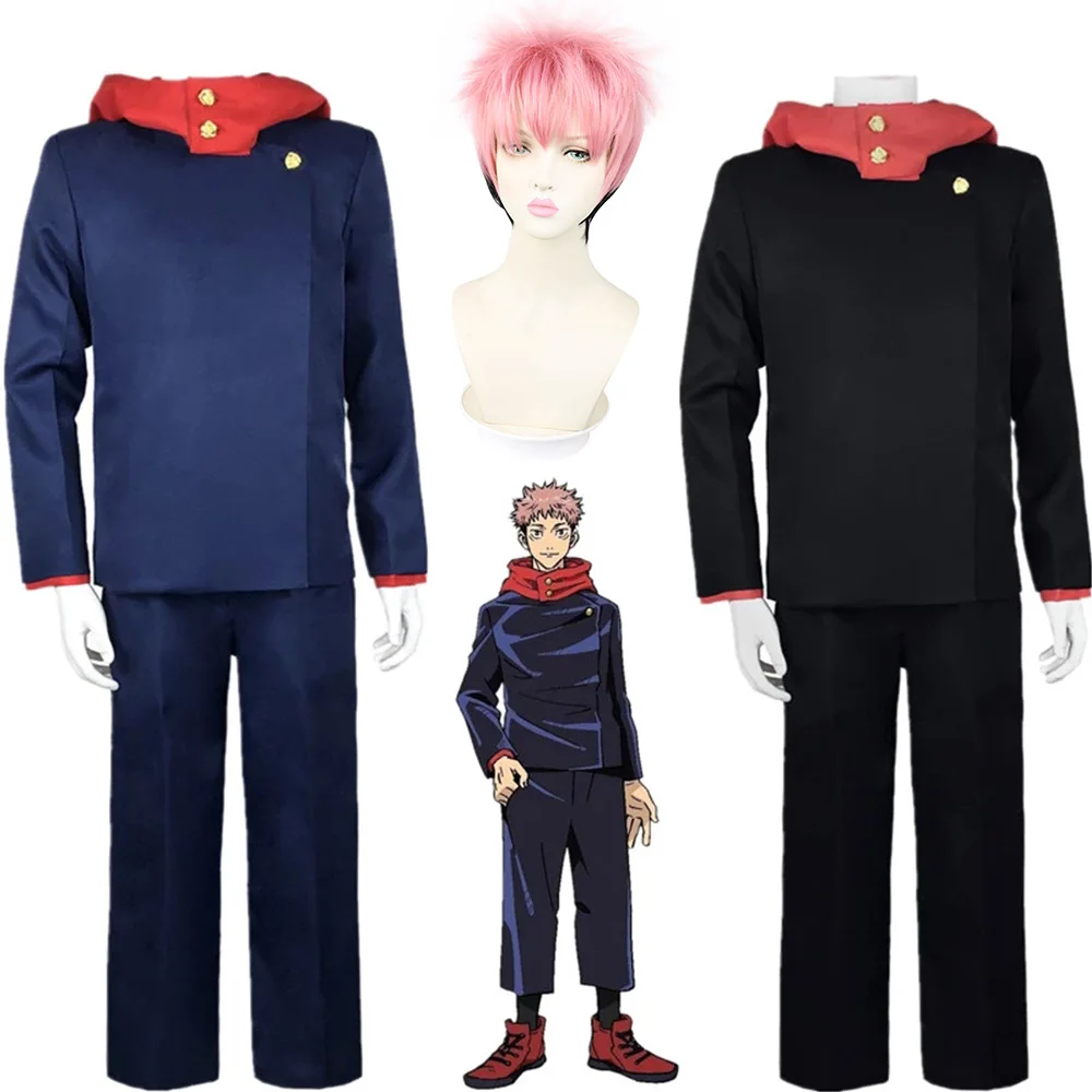 

Anime Jujutsu Kaisen Itadori Yuji Cosplay Wig Costumes Top Pants Sportwear Unisex Halloween Party wig