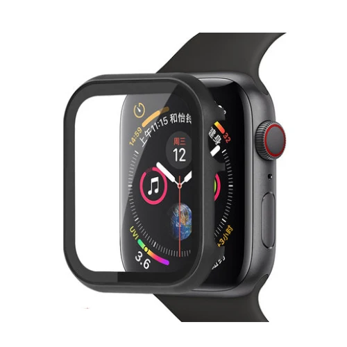 black Часы Защитный чехол+ Защитная пленка на экран для наручных часов Apple watch 44 мм 40 мм, 42 мм, 38 мм, версия наручных часов iwatch серии 5/4/3/2/1 Защитная крышка прозрачная HD защитная пленка ультра-тонкий - Цвет: black