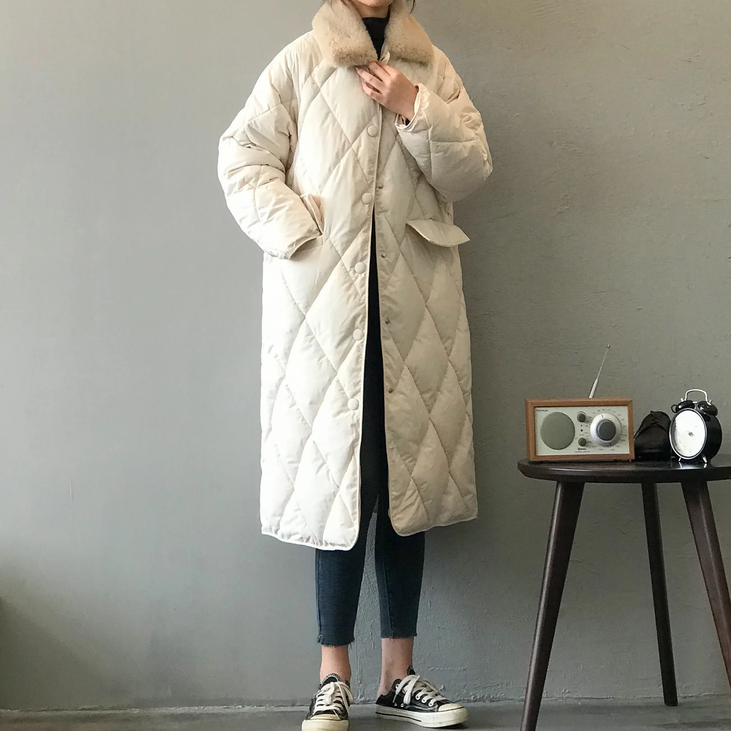 Mooirue осень зима уличная куртка пальто Femme длинная хлопковая стеганая одежда со стразами свободная пуховая хлопковая свободная парка
