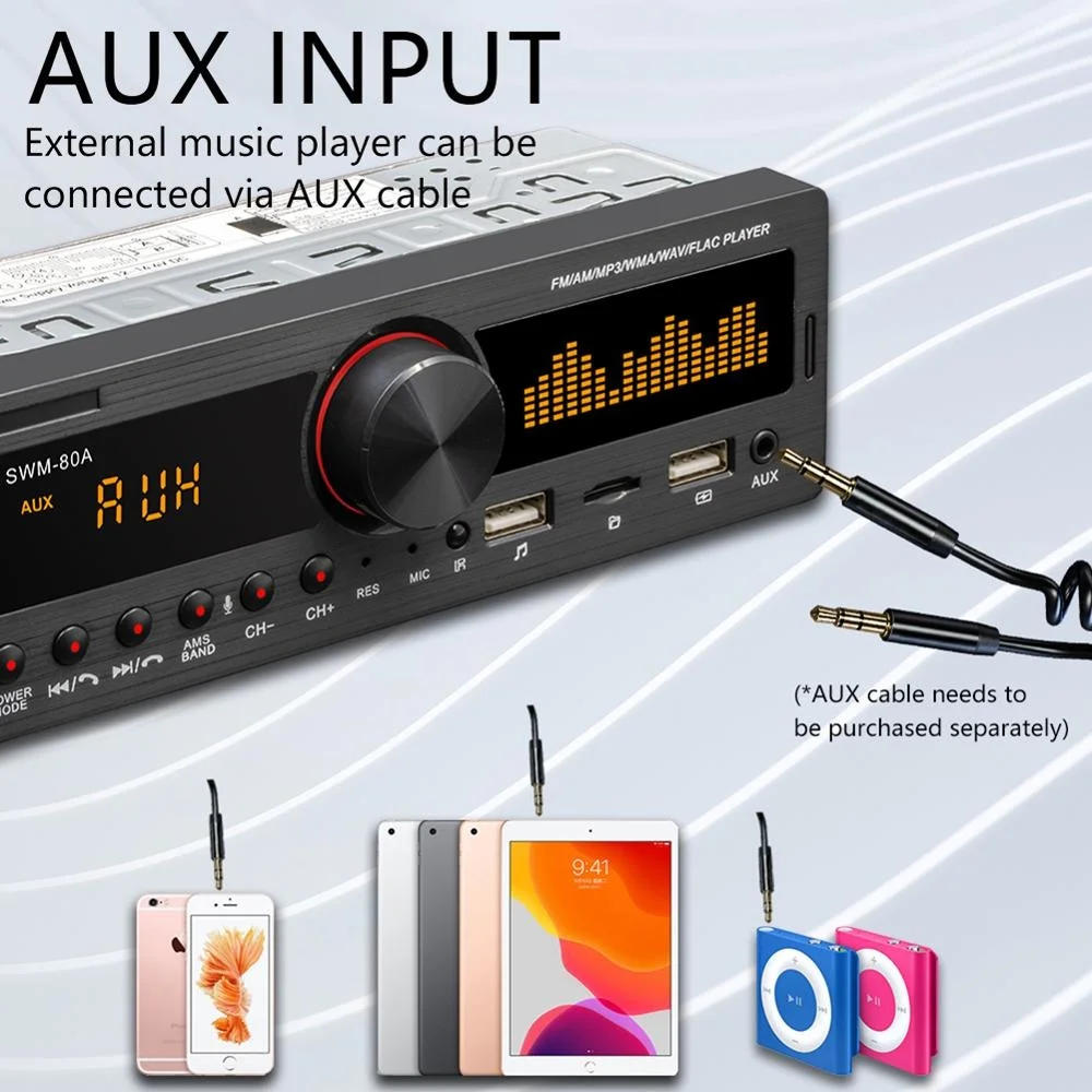 Car MP3 multimedia player 1 DIN dual screen radio audio reproduction TF USB auxiliary input car stereo locator swm-80a | Автомобили и