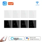 Tuya Smart Home Wi-Fi настенный сенсорный Переключатель No нейтральный провод умный светильник переключатель на возраст 1, 2, 3, 4 Gang 220 работать с Alexa Google Home