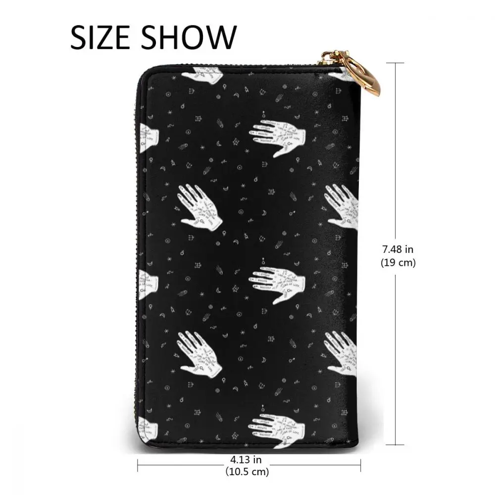

2021 Leather Wallet Long Halloween Hand Pattern Multiple Cards Holder Clutch Female Male Purse Standard Wallet