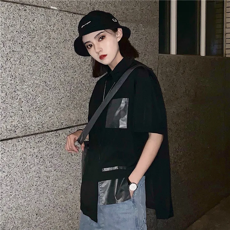 

Fashion Brand Women's Clothing Korean Harajuku Blouses Black Streetwear Shirts Women Ins Casual Style Summer Oversize Tops New