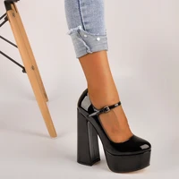onlymaker womens mary jane platform chunky 1516cm high pumps heels ankle strap dress hoof heels black shoes plus size