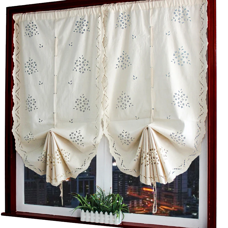 Европейский пасторальный Чистый хлопок выдвижной занавес изысканная вышивка