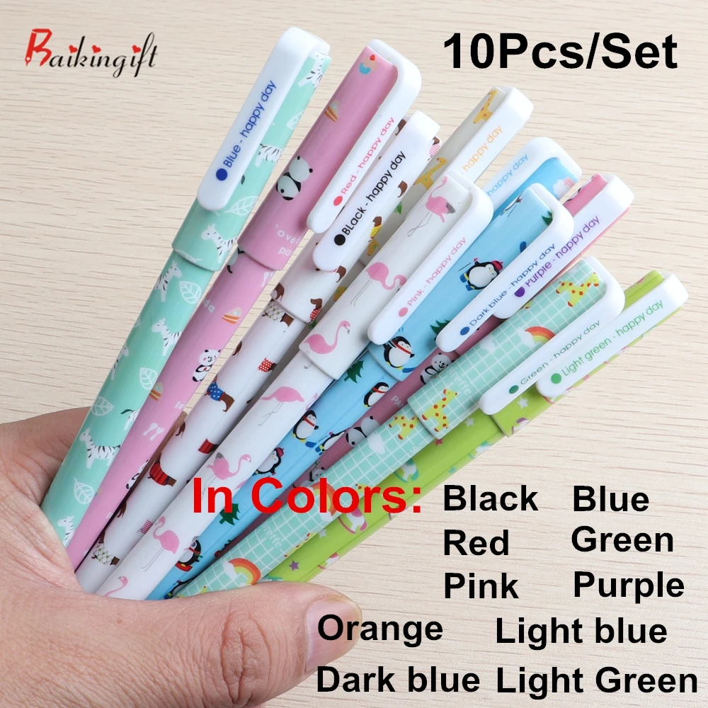 10 шт./лот цветные ручки с цветами животными звездными звездами милыми гелевые 0 5