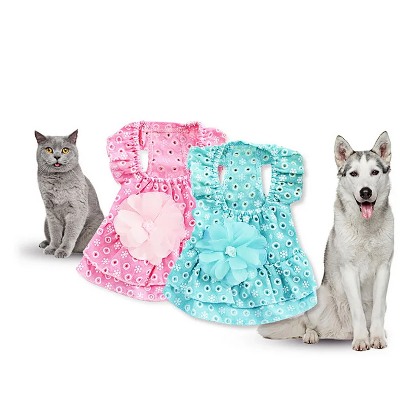 Летняя тонкая юбка для маленьких собак романтичная газовая с волнистым узором