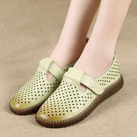design genuine leather flats shoes for women sandals oxford non slip mom comfortable soft casual shoes