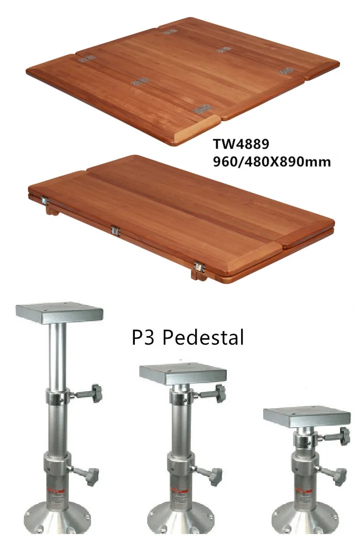TW4889 And Pedestal3 960/480X890 мм Складное крыло Обычная Тиковая столешница Морская Лодка RV TW4889 - Цвет: TW4889 And Pedestal3