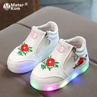 Детские светящиеся кроссовки для девочек, обувь с подсветкой, на подошве, размеры 21-37