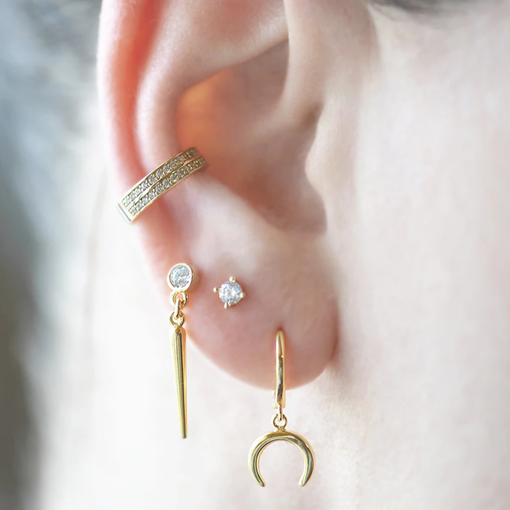 

925 Sterling Ear Cuff For Women Silver Charming Zircon Clip On Earrings 18k Gold earcuff Without Piercing Earrings Jewel
