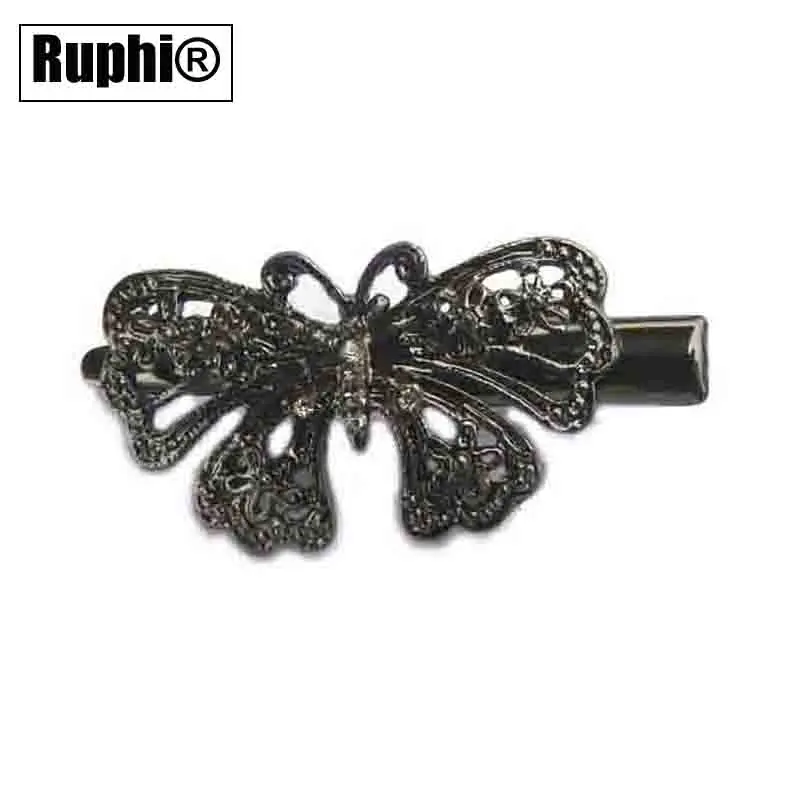

Crystals butterfly hair pinch clip headwear ornament jewelry accessories gun black plating 6pcs lot