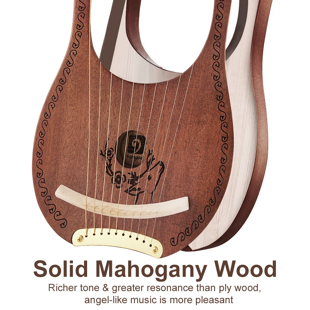 Lyre Harp Vangoa 10 СТАЛЬНАЯ ВЕРЕВКА из красного дерева Lye Maple Bridge с мягкой сумкой для