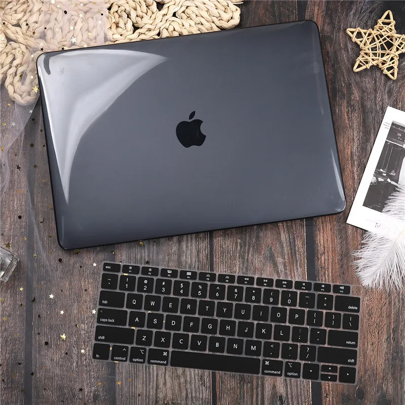 Crystal black Для Macbook Air retina 11 12 13," кристально чистый чехол для Macbook Air Pro 13 15 16 Touch Bar/Touch ID A1932 A2159 A2141 - Цвет: Crystal black