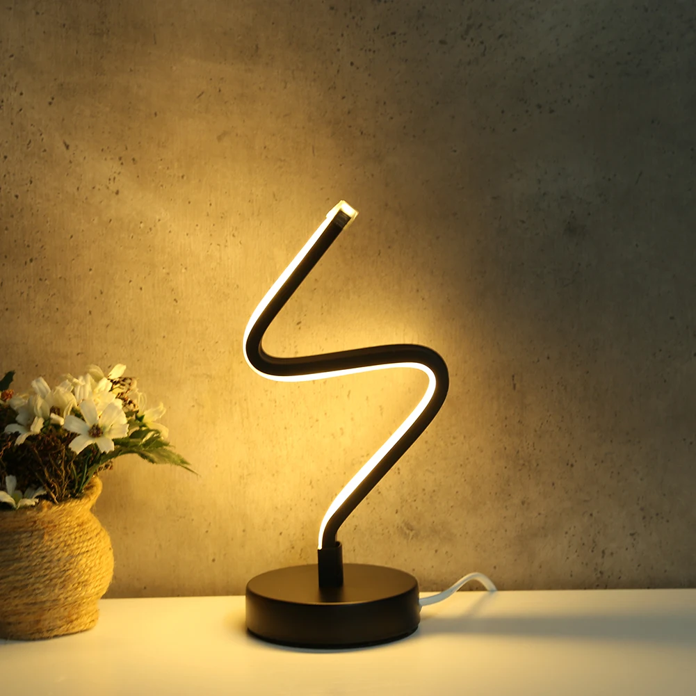 

18W Modern LED Table Lamp Energy-Saving Spiral Acrylic Bedside Decorative Lamp Night Light Reading Desk Light for Lighting Decor