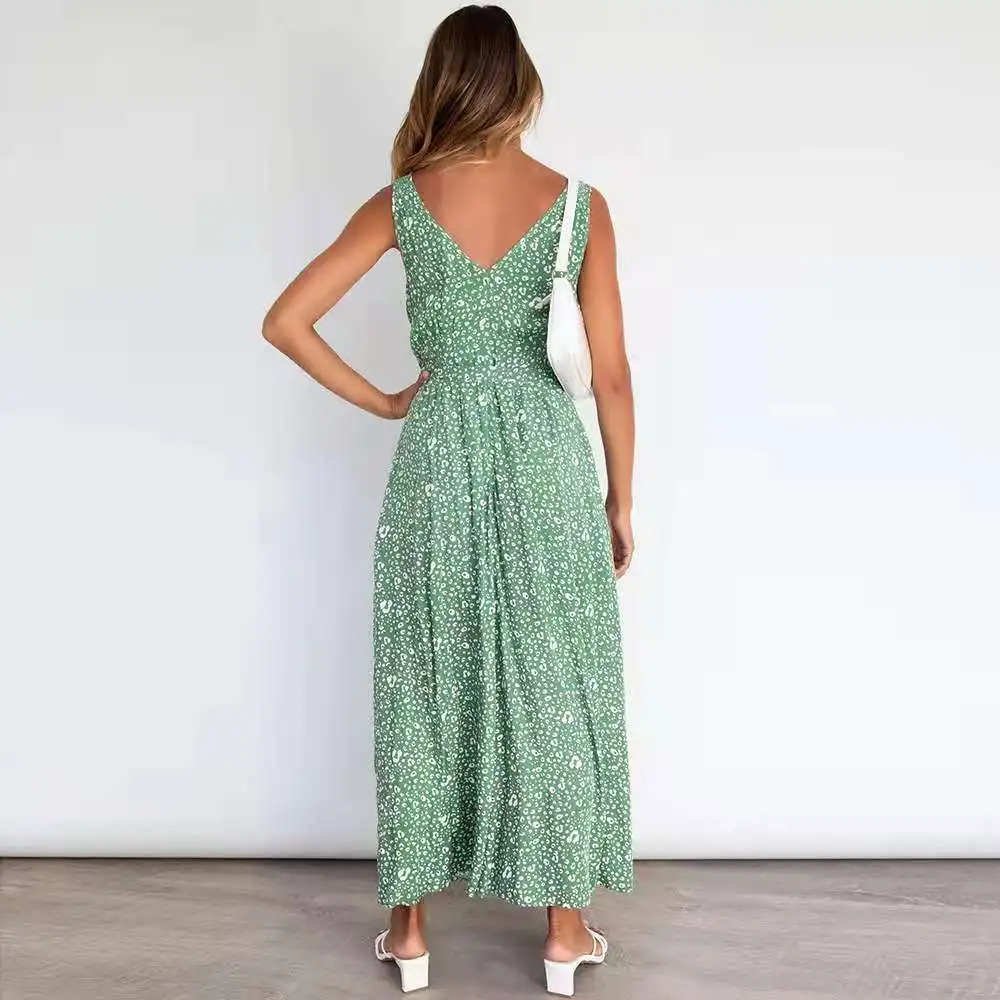 

2021 new casual print halter top dress