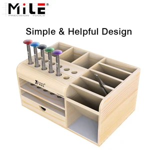 mile multifunctional wooden storage box mobile phone repair desktop storage screwdriver tweezer magnetic holder parts box tool free global shipping