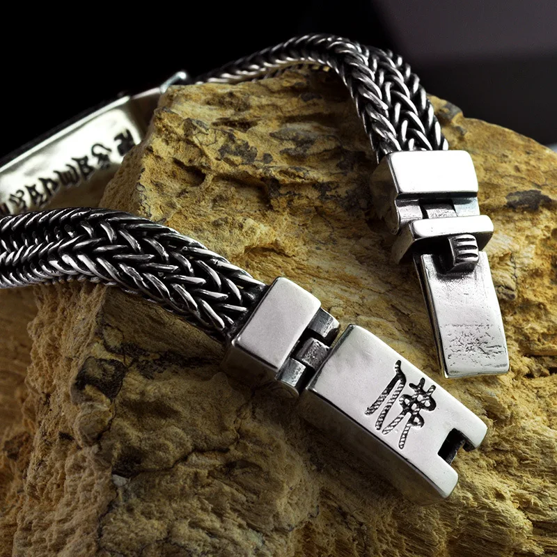 

2020 925 Thai silver colour heavy men's bracelet men's S925 sterling silver colour bracelet bracelet men birthday charm bracelet