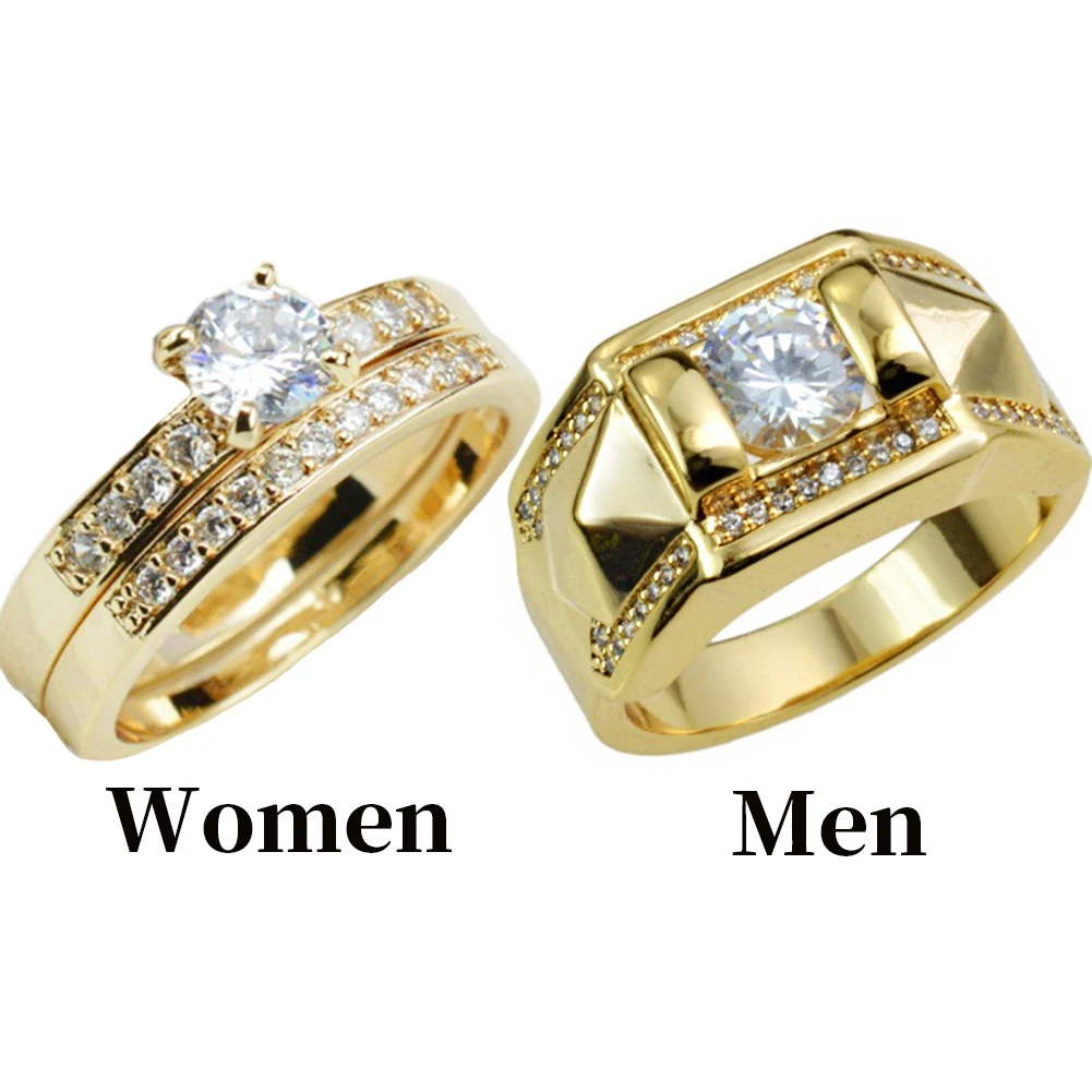 Набор из 18 каратного золота с фианитом набор для мужчин и женщин|Обручальные