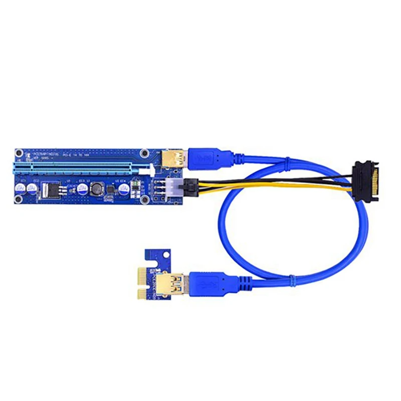 

6 шт., PCI-E адаптер VER009S, PCI-E, 1X до 16X, 6Pin, USB3.0, Графическая карта, Удлинительный кабель, адаптер для горных машин