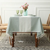 nordic plaid tablecloth pastoral decorative linen rectangular tablecloth table with tassel wedding dining table cover tea cloth