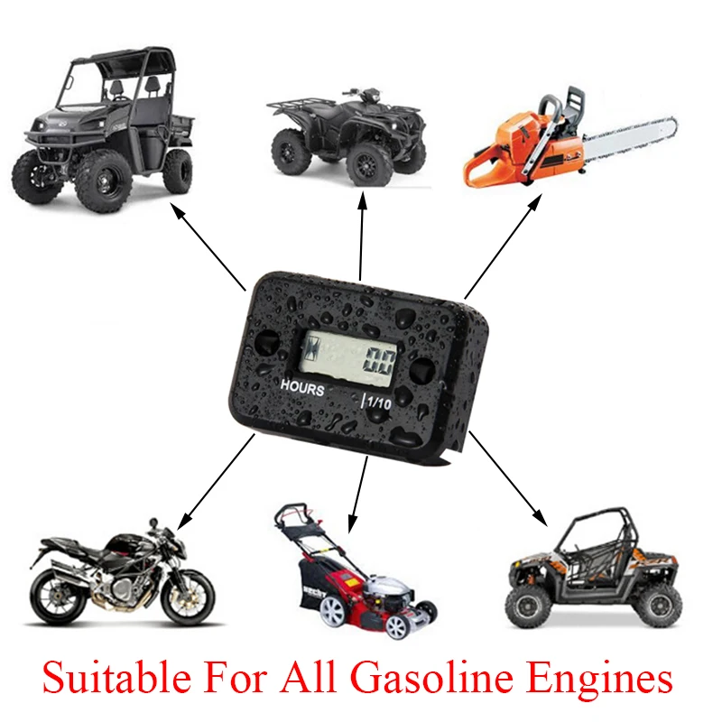Водонепроницаемый цифровой счетчик моточасов 1 шт. ЖК-дисплей для квадроциклов