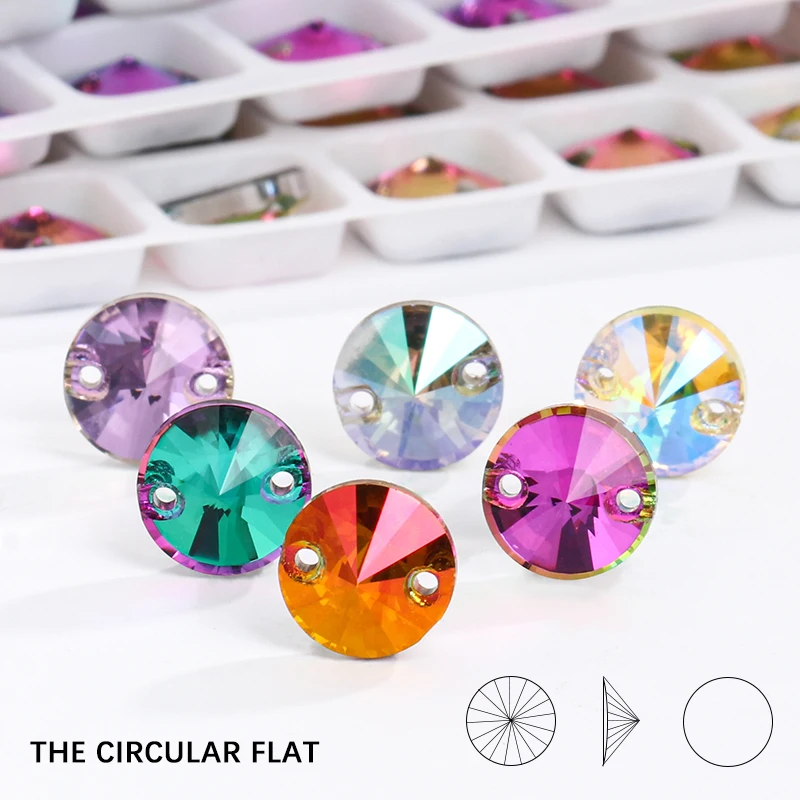 Круглые кристаллы AB разы с плоской задней стороной для одежды Стразы вышивки